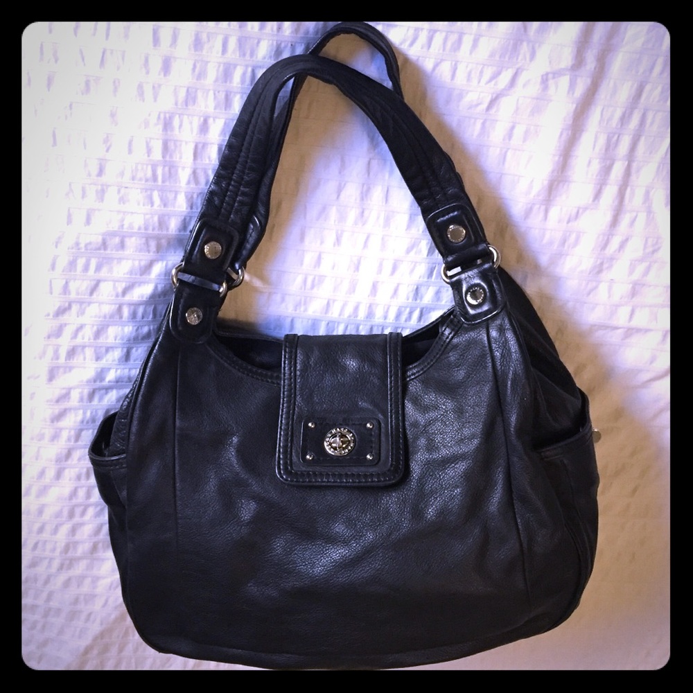 Marc Jacobs turnlock large black leather bag
